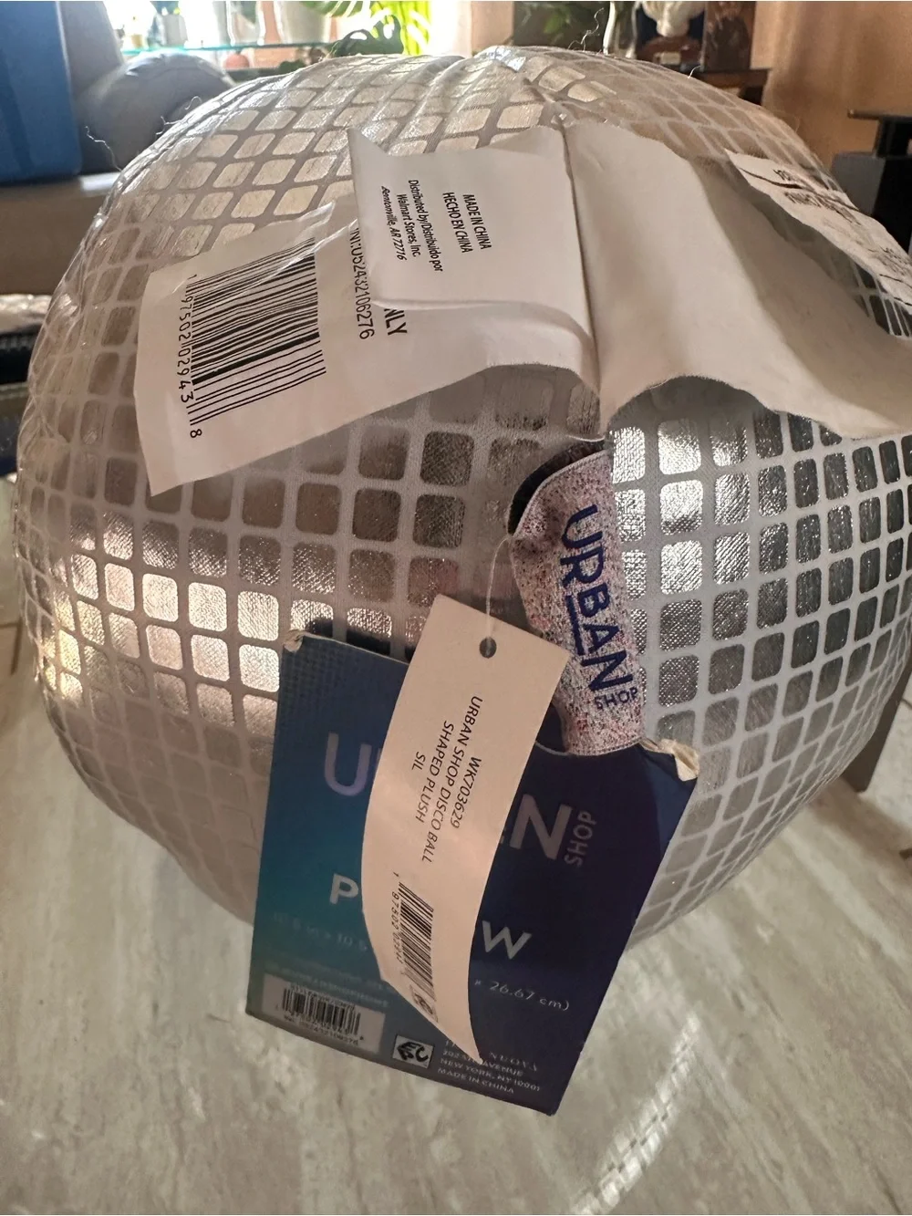 Silver Disco Ball Pillow - Modern Home Accent